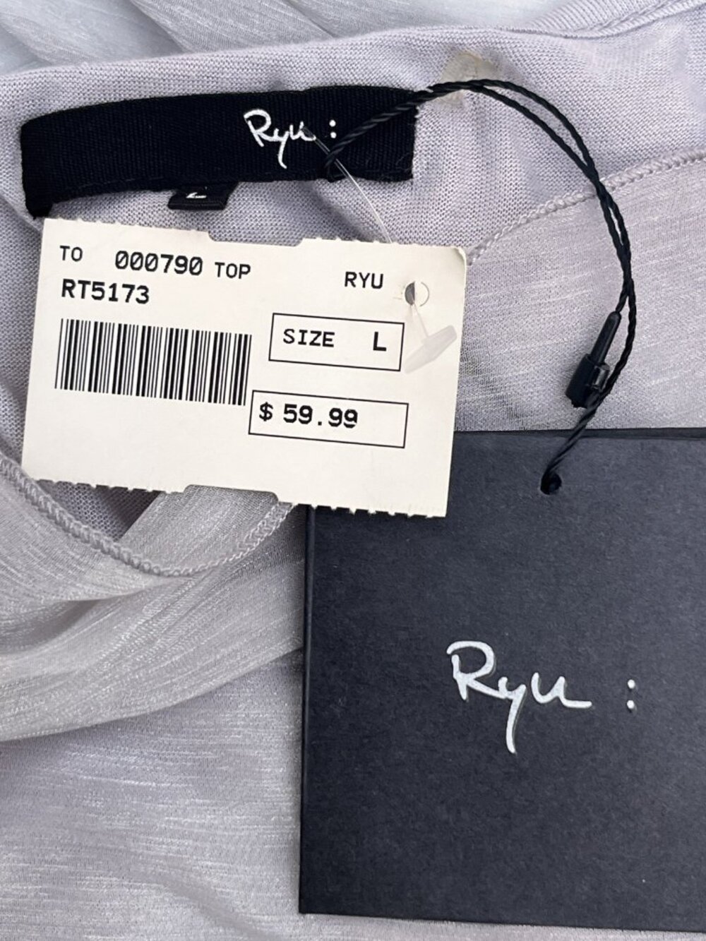 RYU Women's Gray Ruched Sleeveless Draped Top Layered Ruffle Size L NWT - Picture 6 of 7